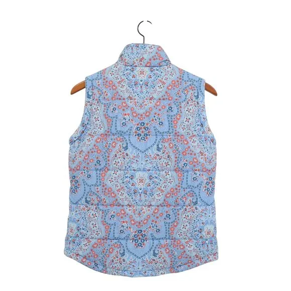 Gretchen Scott The Puffer Vest Pleasantly Paisley Imari Blue Zip Front S - Picture 7 of 8